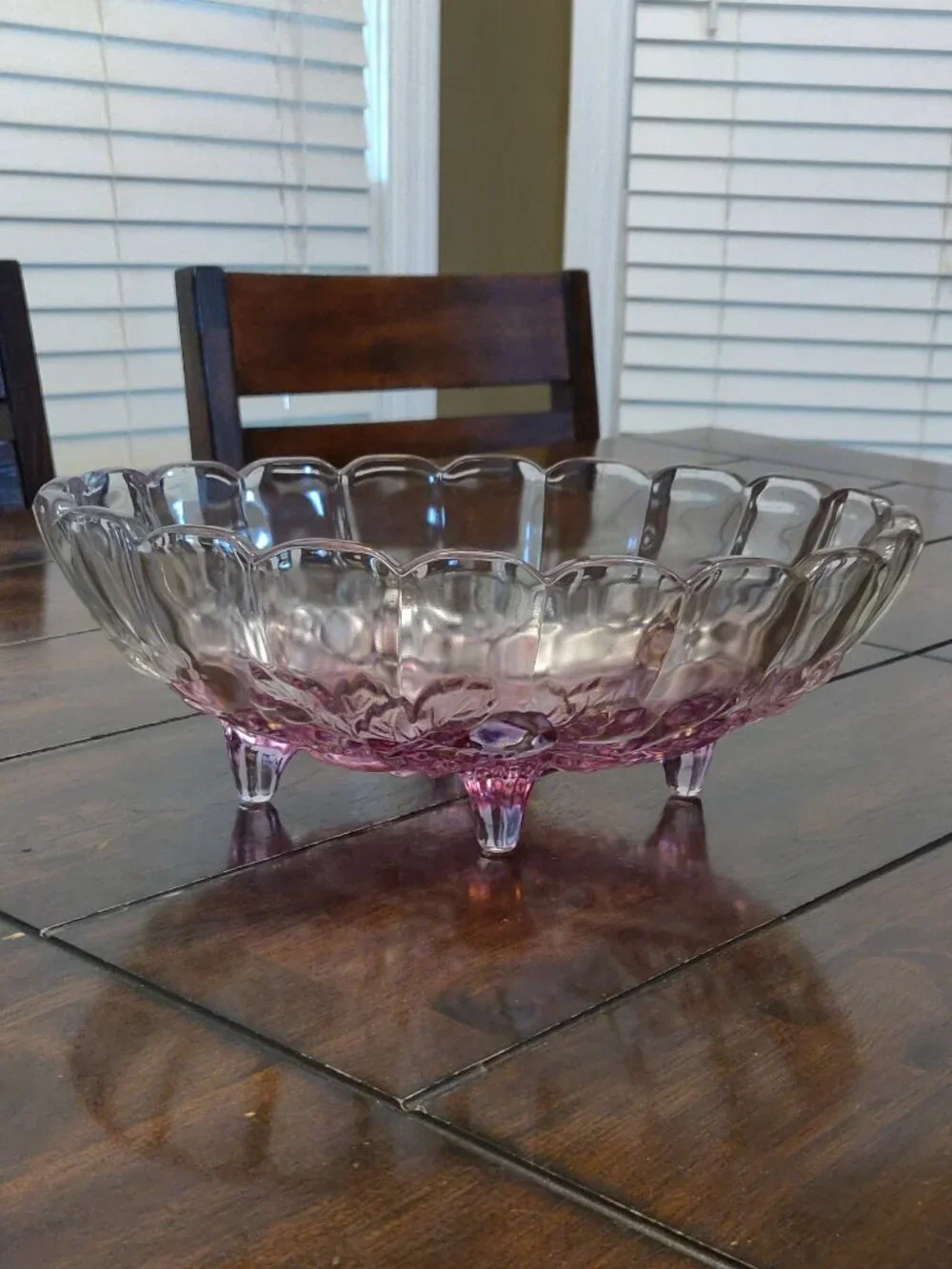 Indiana Glass Vintage Pink Glass Footed Oval Fruit Bowl